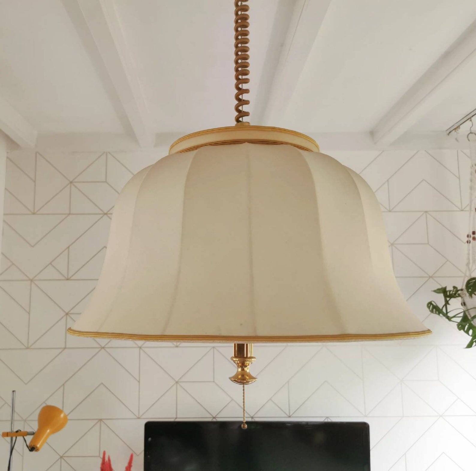 Vintage hollywood regency pendant lamp 80s