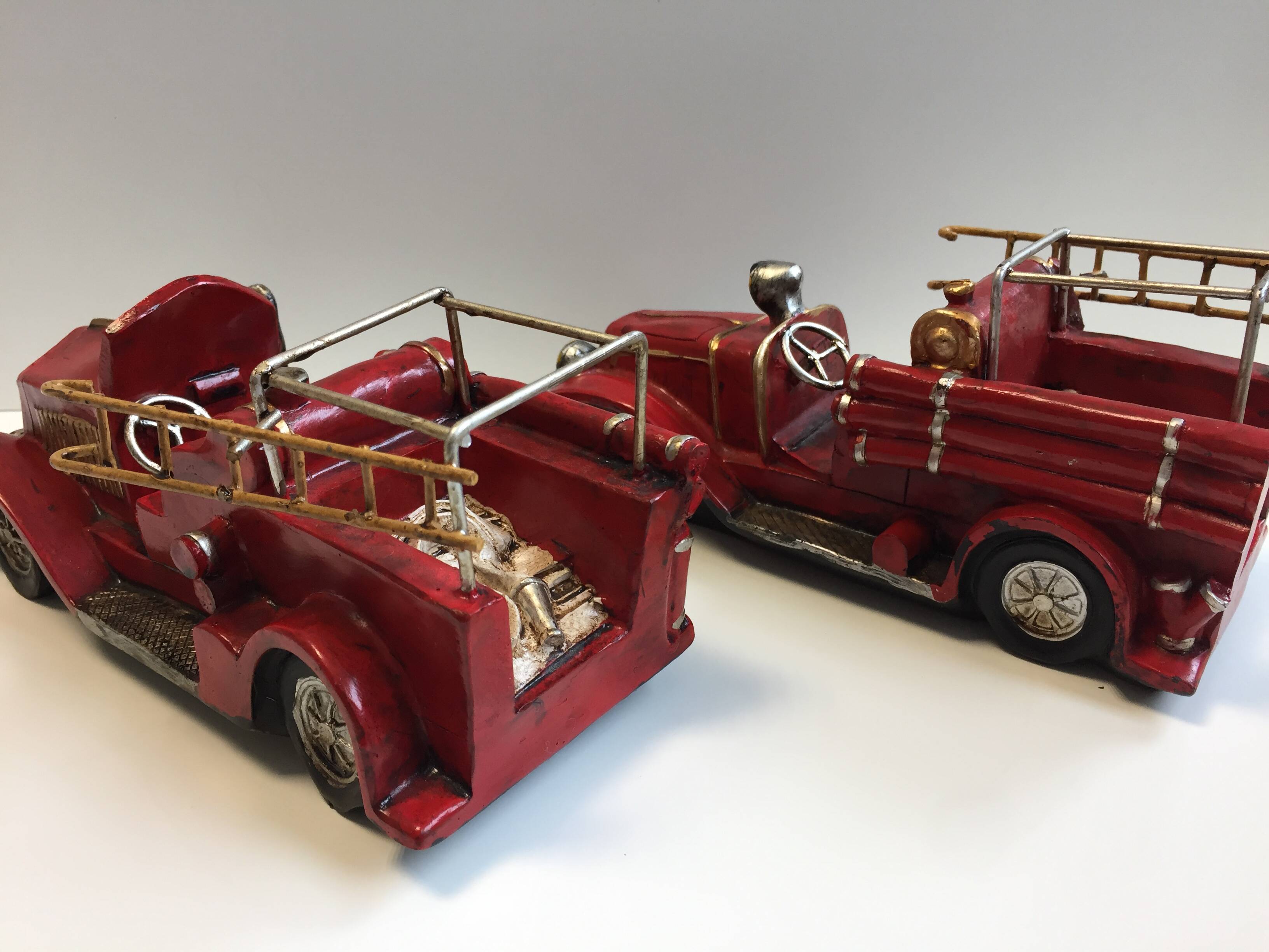 Collector toys duo of old miniature fire trucks 1930