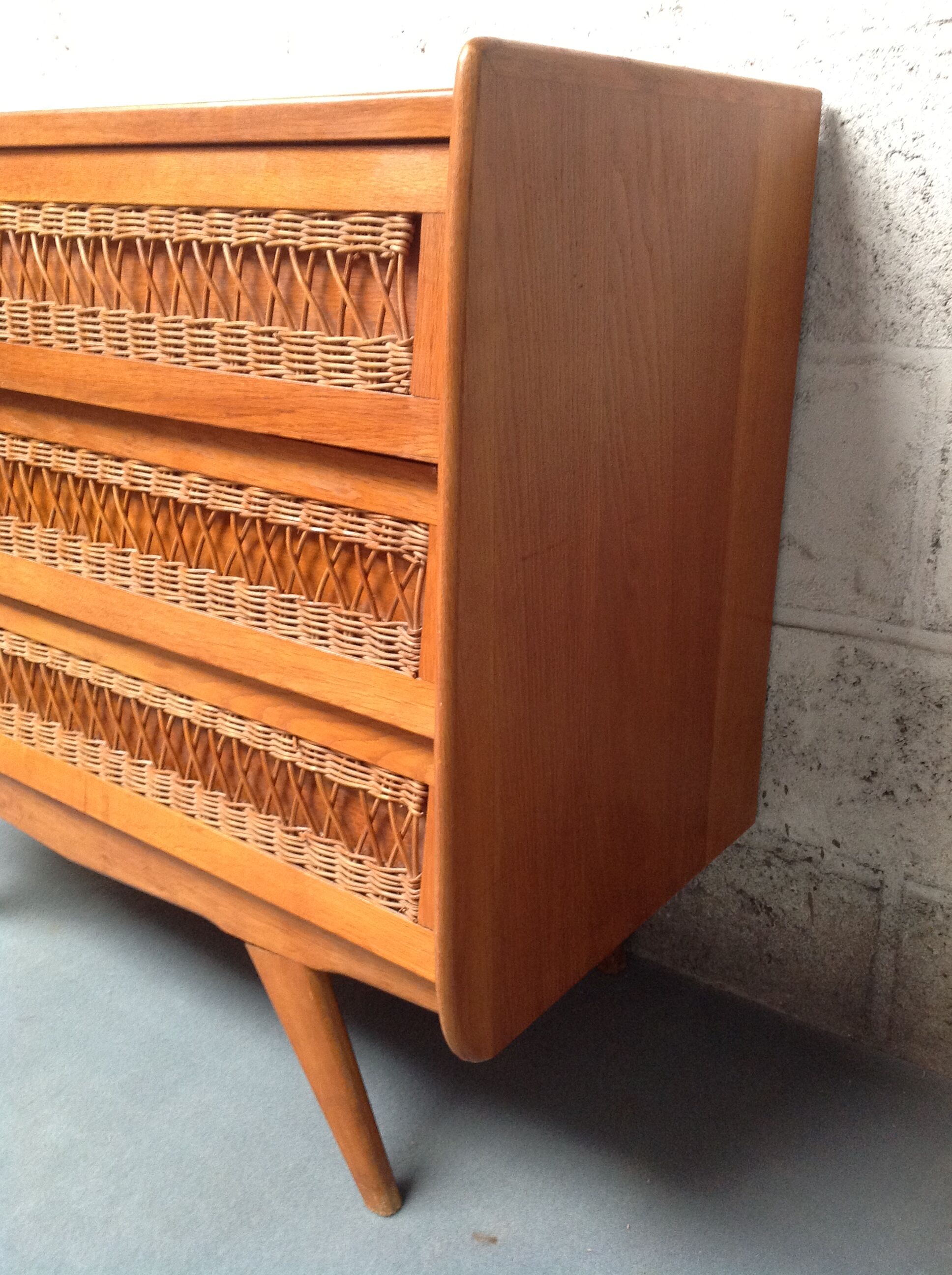 Vintage rattan dresser