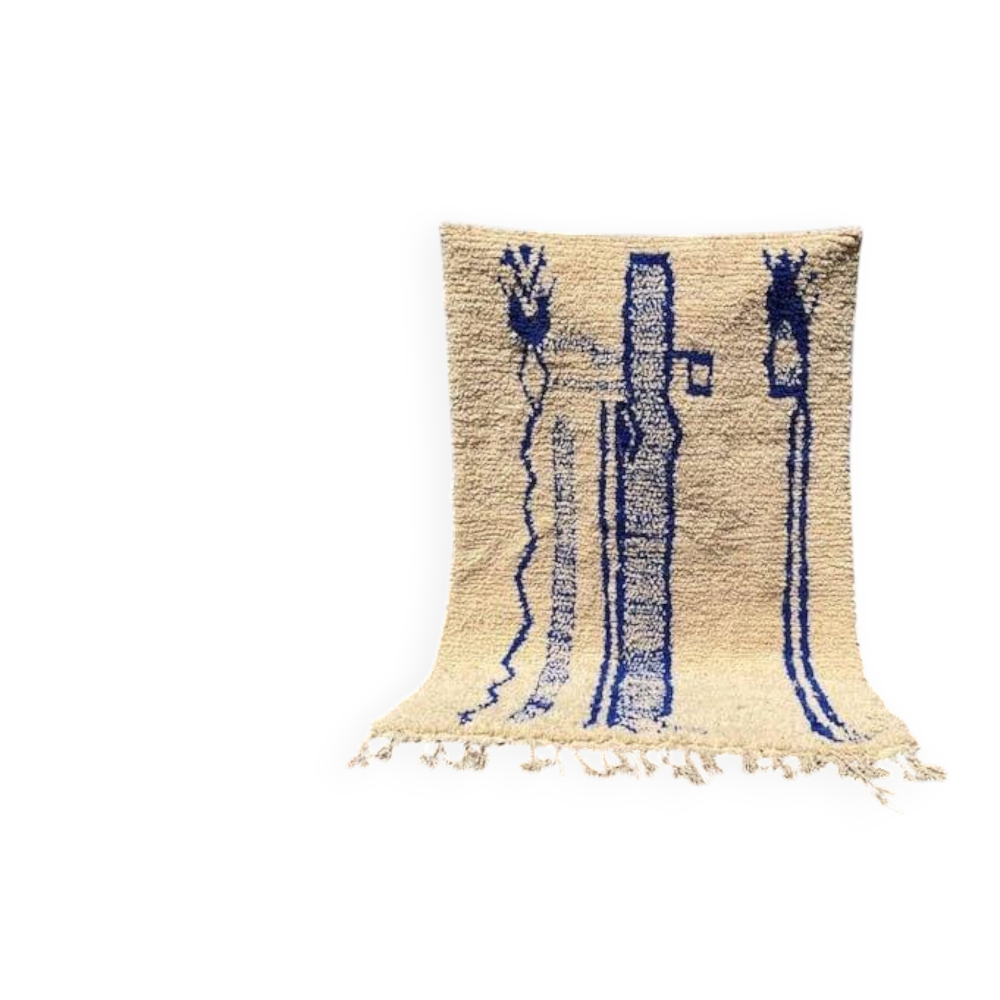 Authentic handmade Azilal Berber rug in blue and white, 2/3 m.