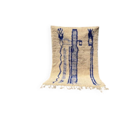 Tapis berbère azilal fait main authentique bleu et blanc 2/3 m