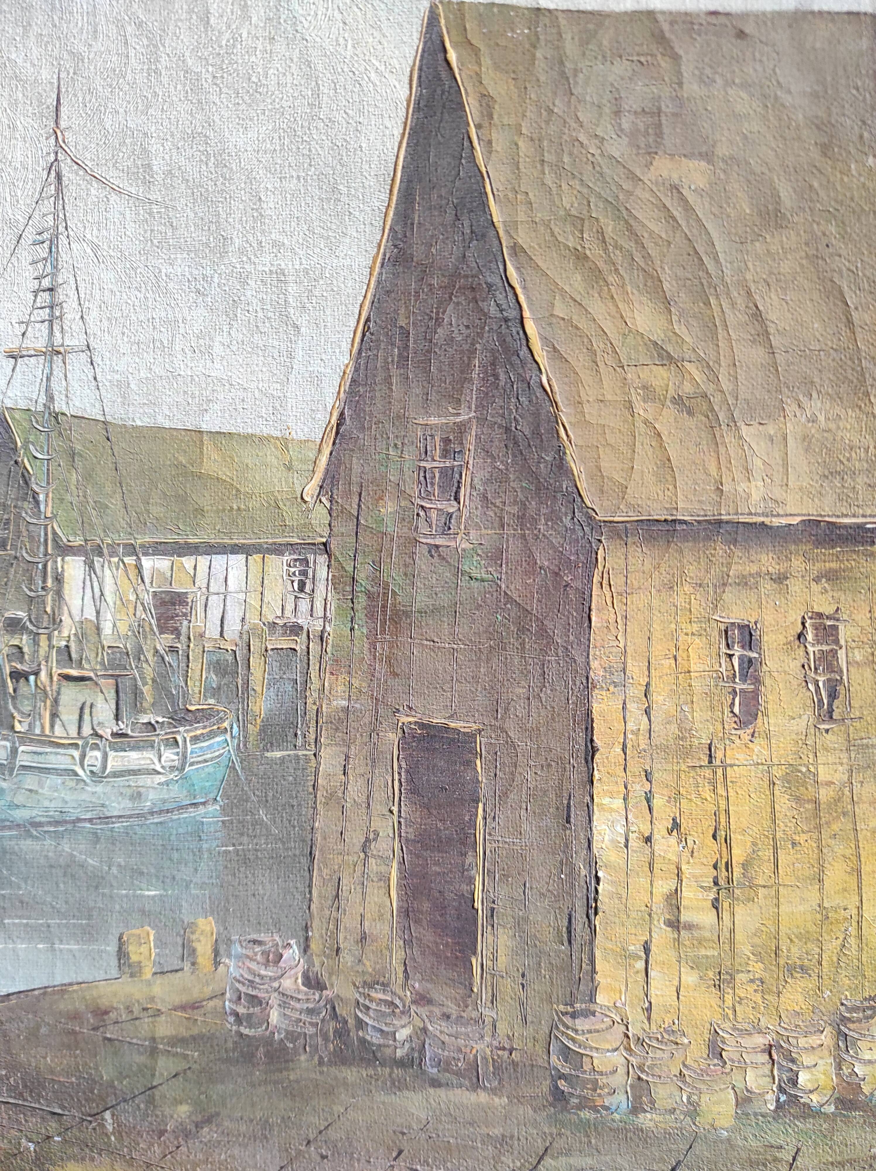 Vintage French oil painting on canvas, signed L. Salcido