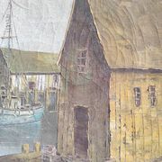 Vintage French oil painting on canvas, signed L. Salcido