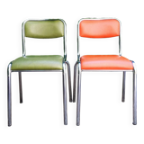 70s metal and imitation leather chairs