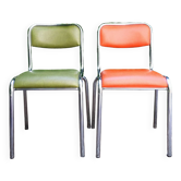 Chaises métal et simili cuir années 70