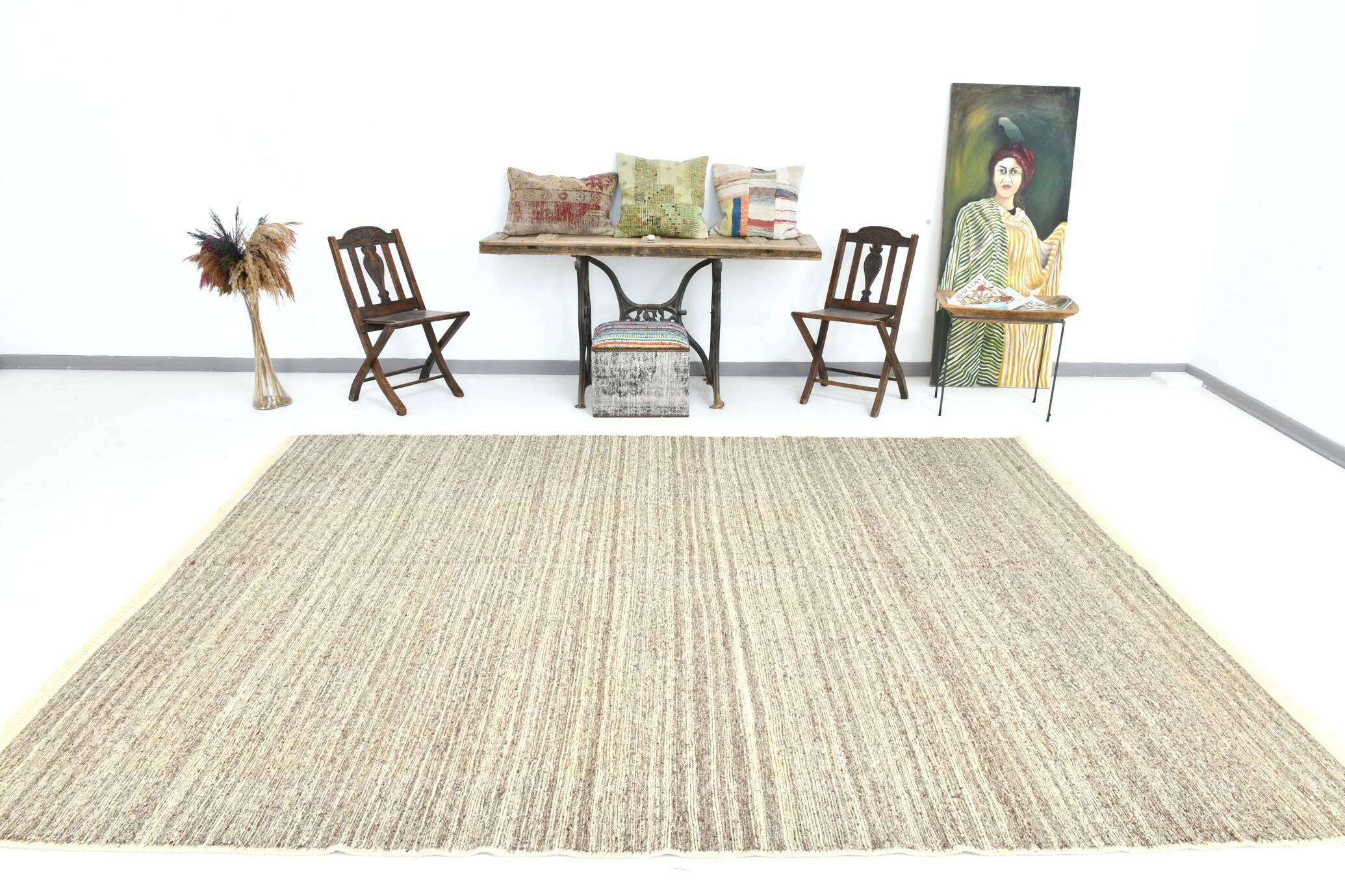 8x10 Rug For Living Room Brown & Beige Vintage Rug, 245x325Cm SK34388