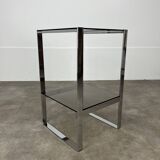 Chrome metal and smoked glass side table, 70s, side table