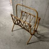 60s rattan magazine rack