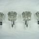 Set of four large Murano glass elements and chromed brass sconces, Italy 60