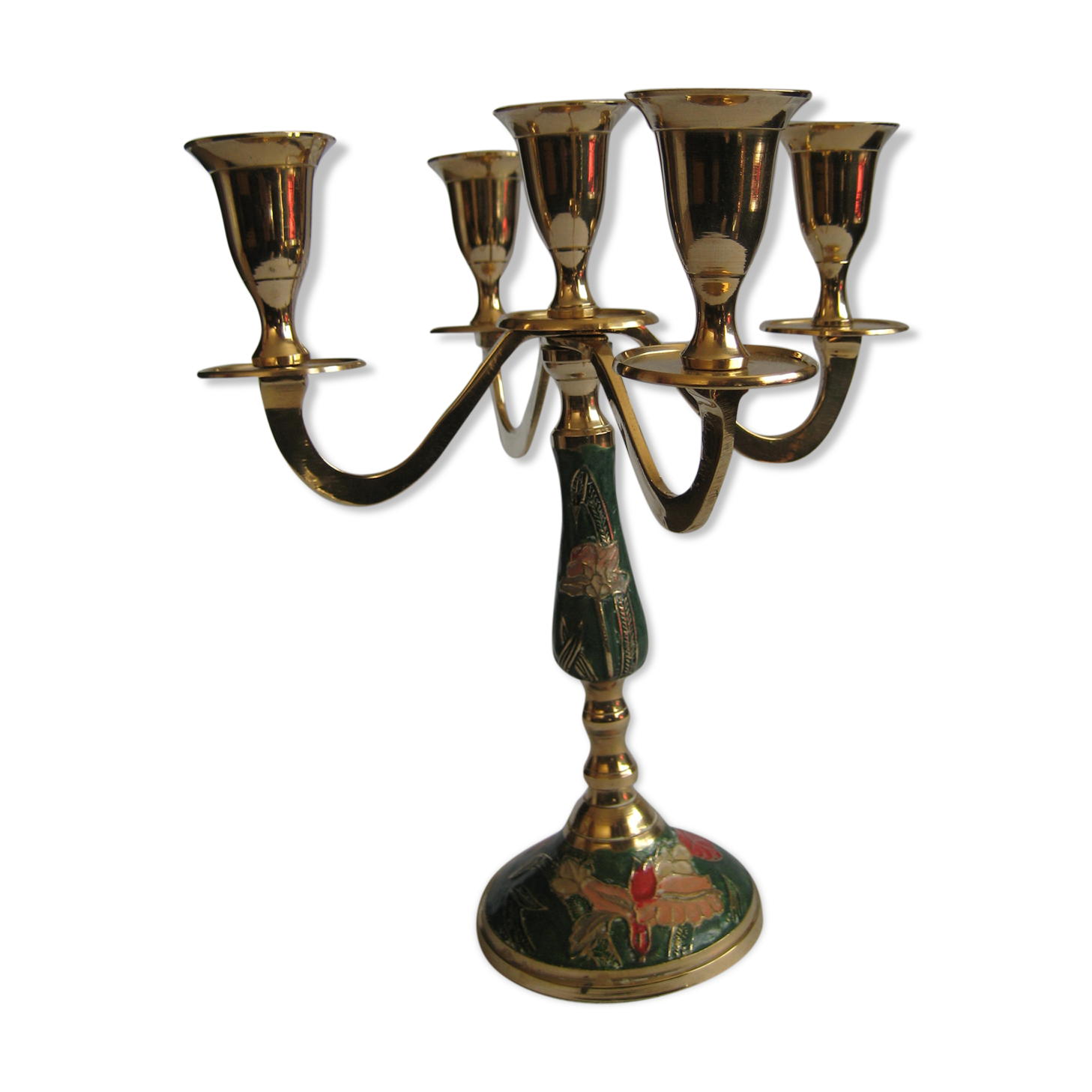 Chiseled and painted brass chandelier