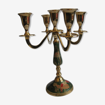 Chiseled and painted brass chandelier