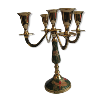 Chiseled and painted brass chandelier