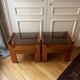 Pair of vintage bedside tables in wood and smoked glass