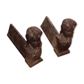 2 cast iron chenets
