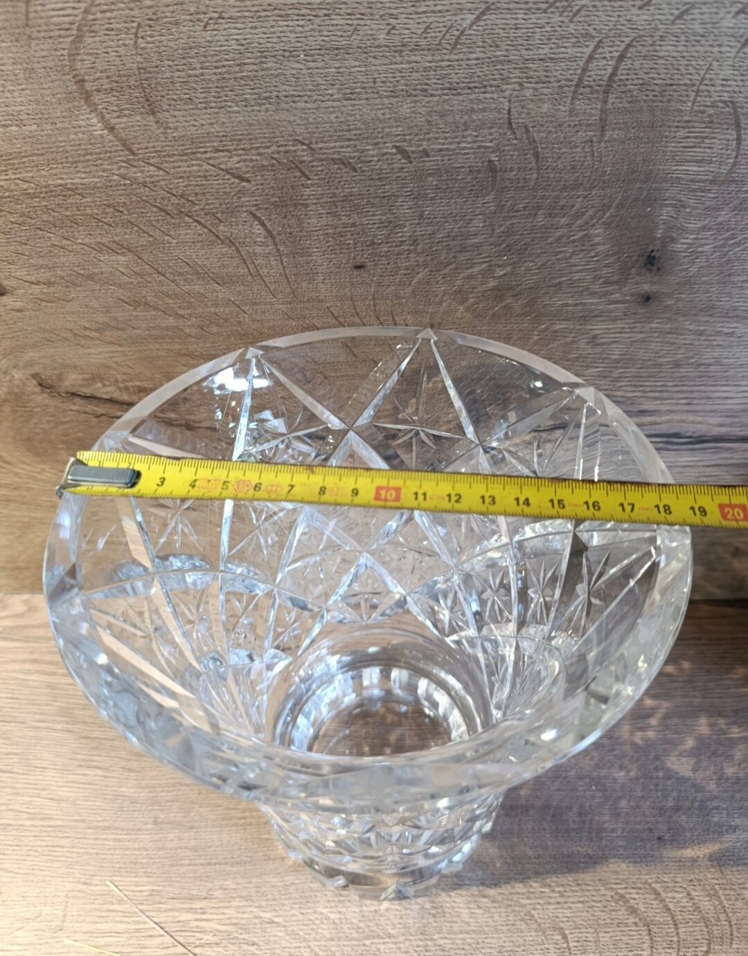 Cut and bevelled crystal vase, vintage