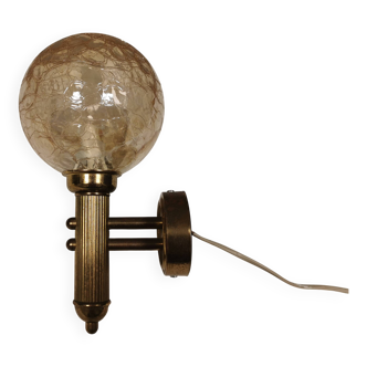 Older wall lamp in metal, brass and “cracked” glass.