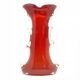 Shark fin vase, mid-century modern, red glass, Poland, 1970s
