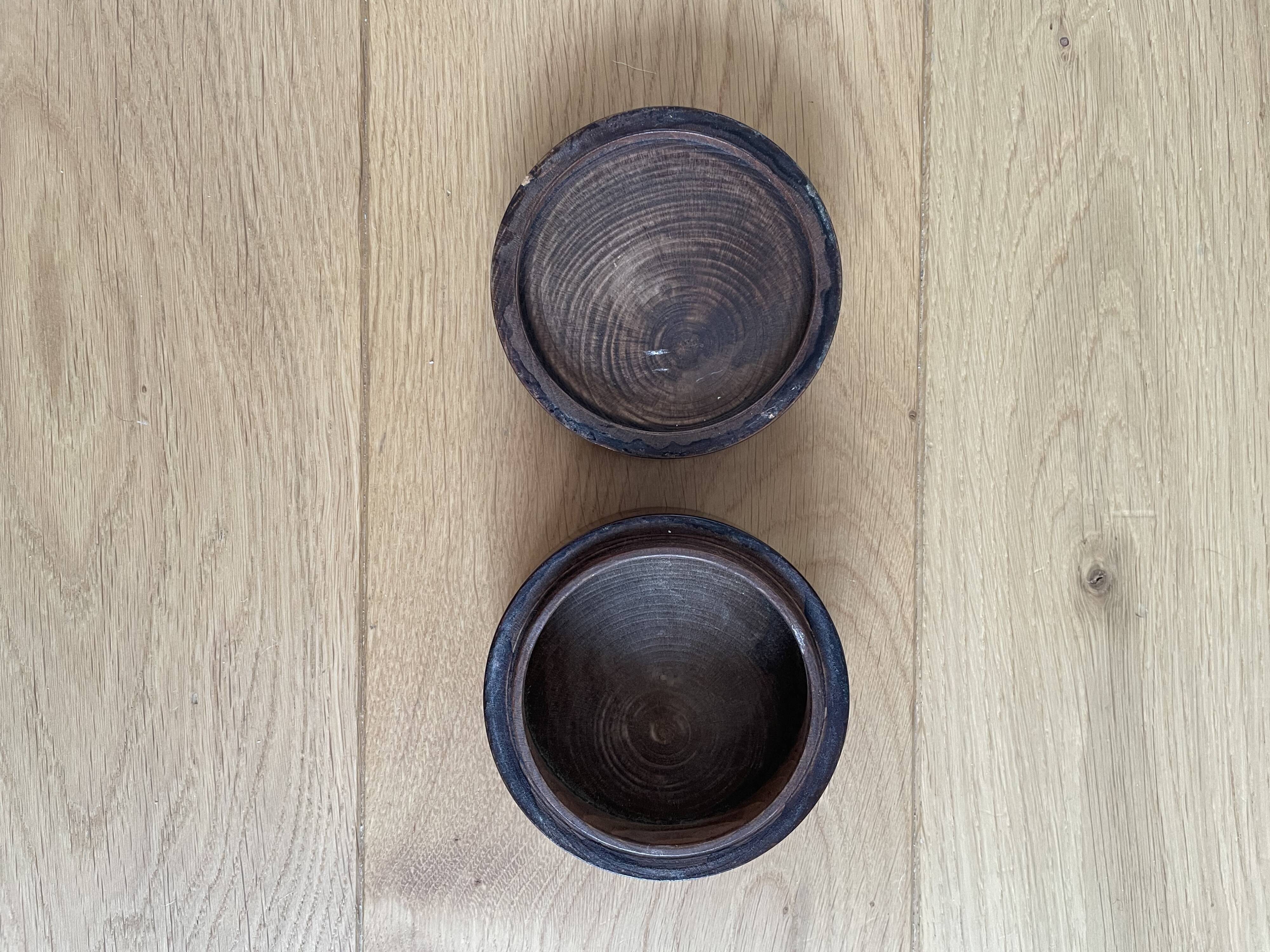Old hand painted and signed round box