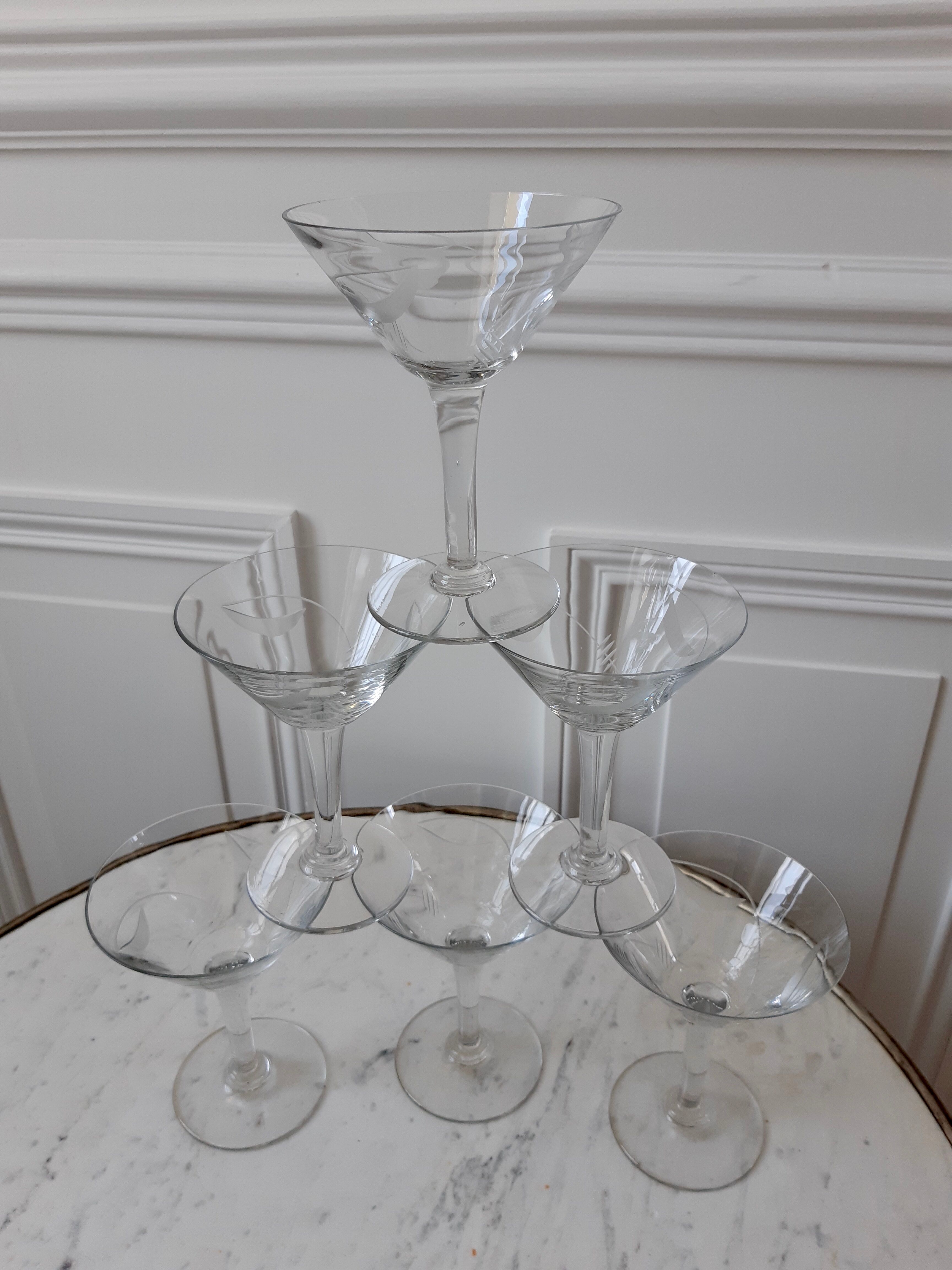 Lot of 6 crystal champagne glasses 50s