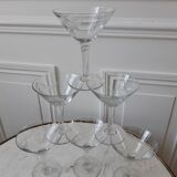 Lot of 6 crystal champagne glasses 50s