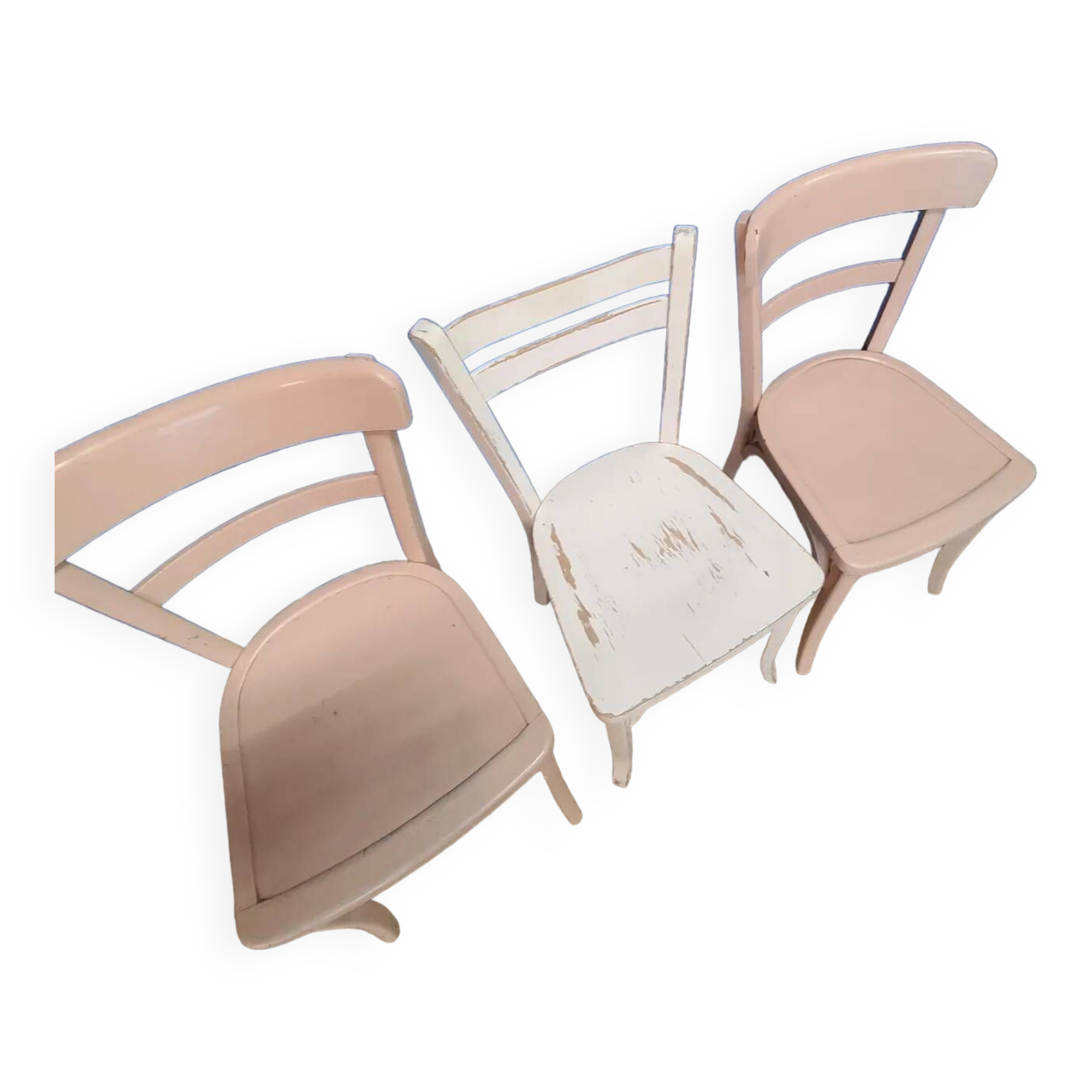 Série de 4 chaises bistrot vintage patinées