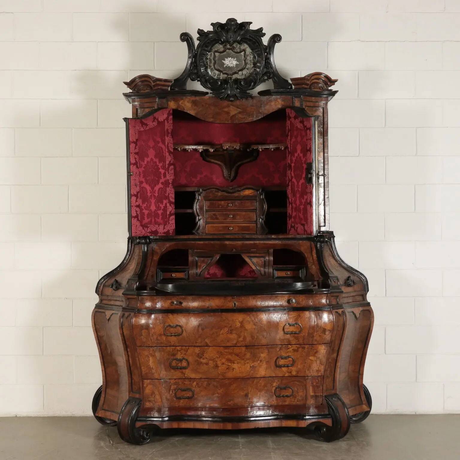 Antique trumeau with walnut mirrors, Italy 20th century