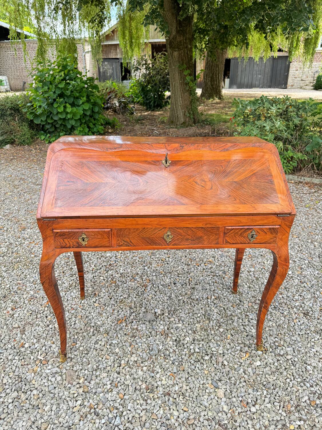 Louis xv period marquetry sloping desk, 18th century stamped criaerd