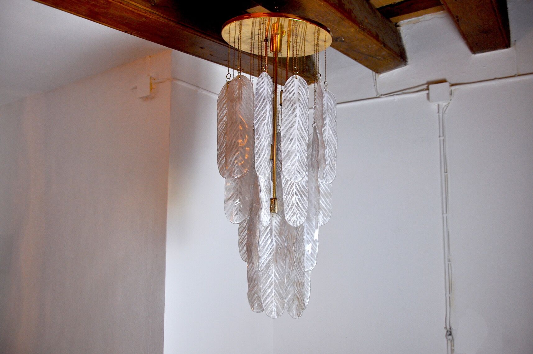 Pendant lamp "Leaves" by Mazzega in Murano glass, Italy, 1970