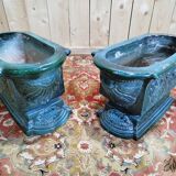Pair of glazed terracotta planters