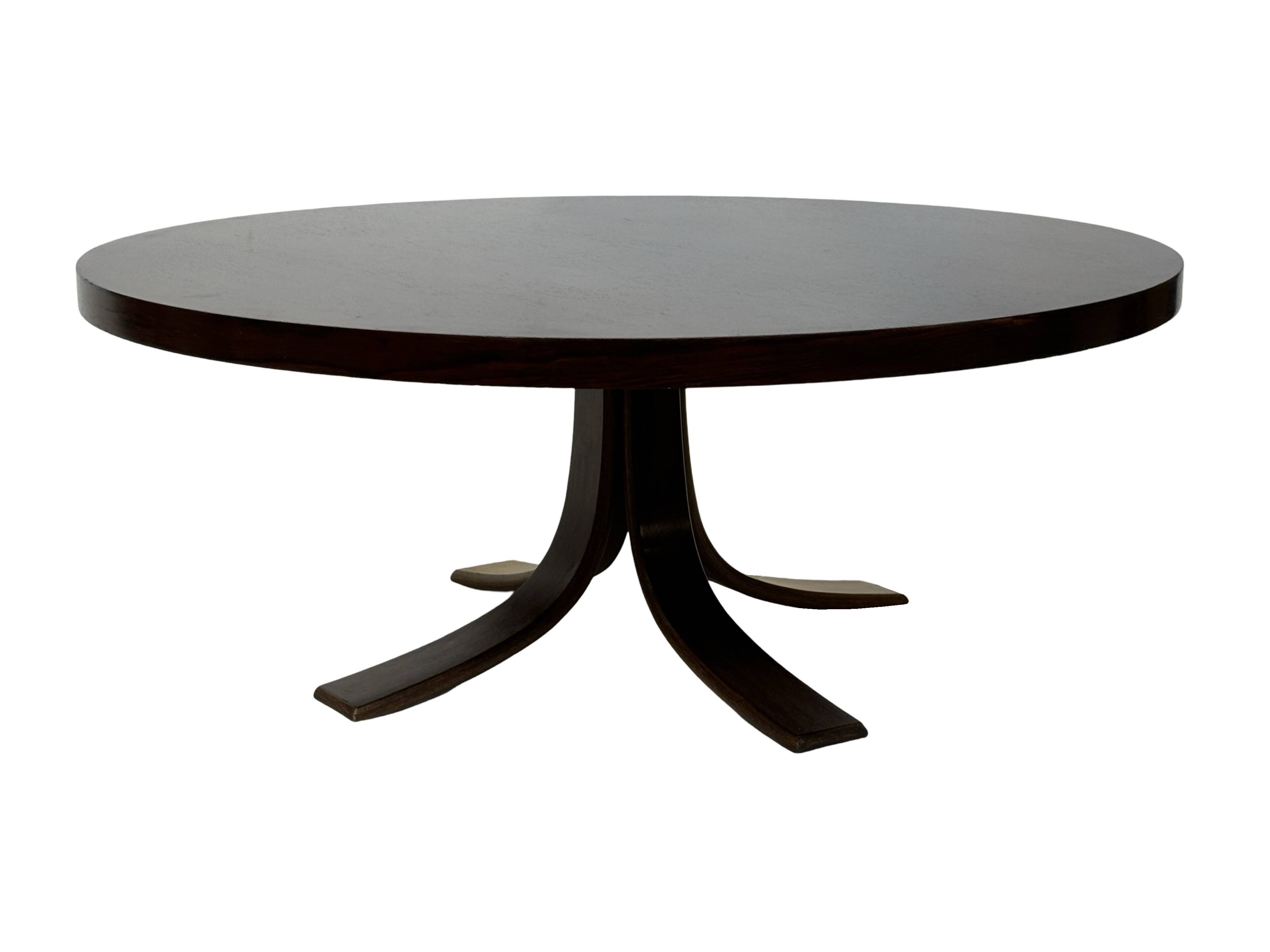 Vintage round coffee table in rosewood veneer, 60s design