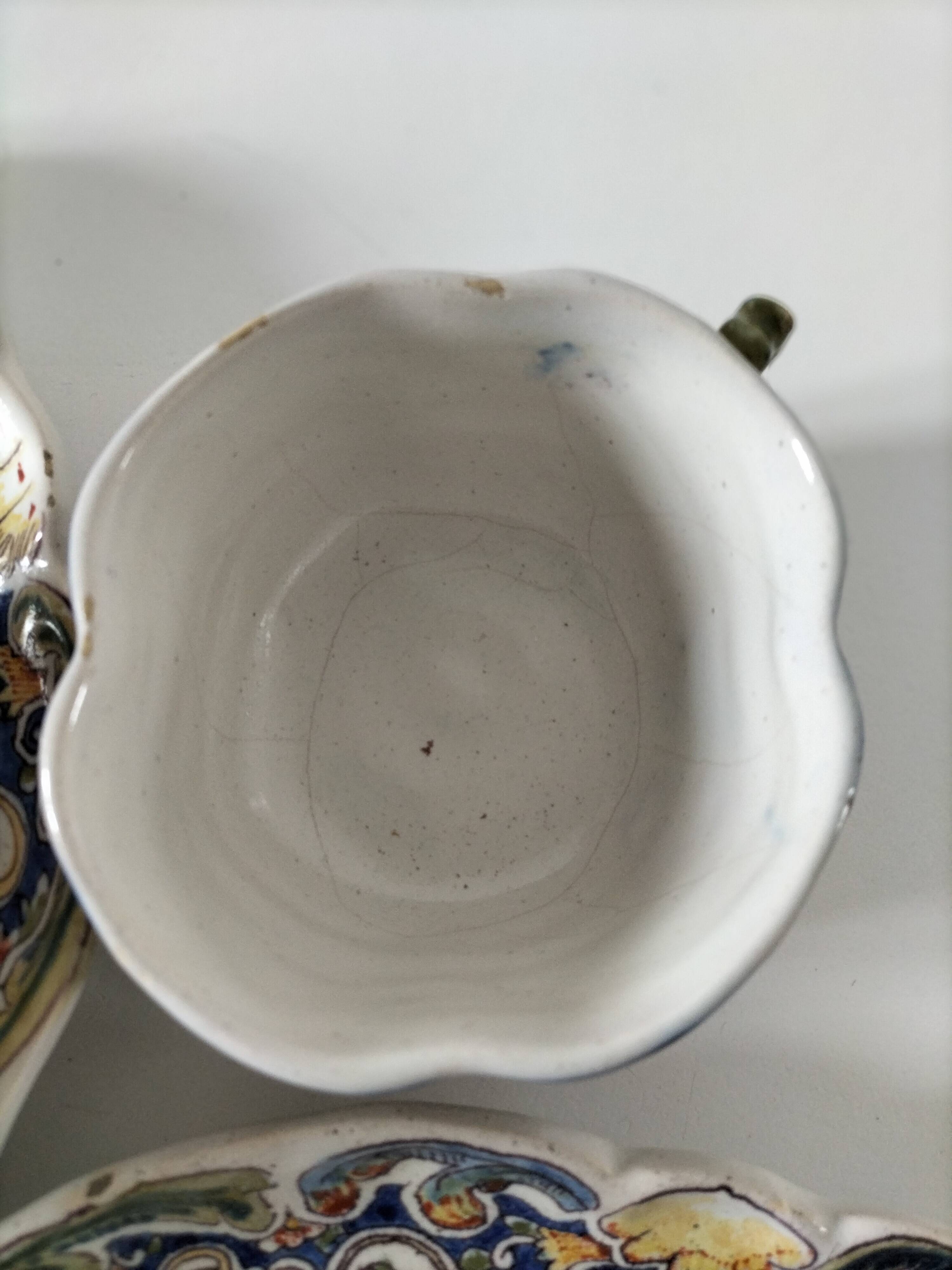 Breakfast set duo Desvres Fourmaintraux regionalist decoration
