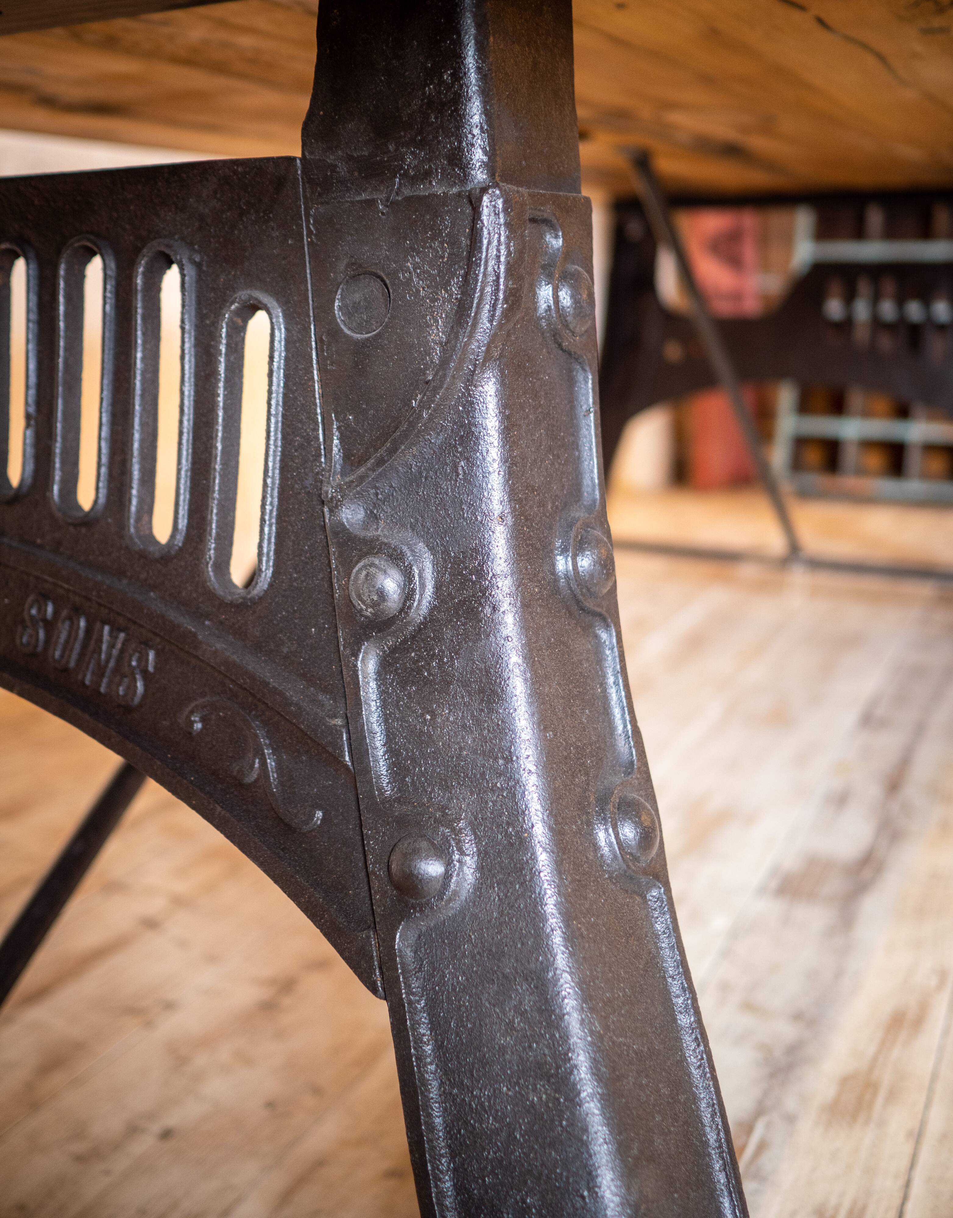 Bamford table oak-reclaimed wood cast iron