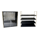 Double gold metal string shelves and black trays, vintage, 60s