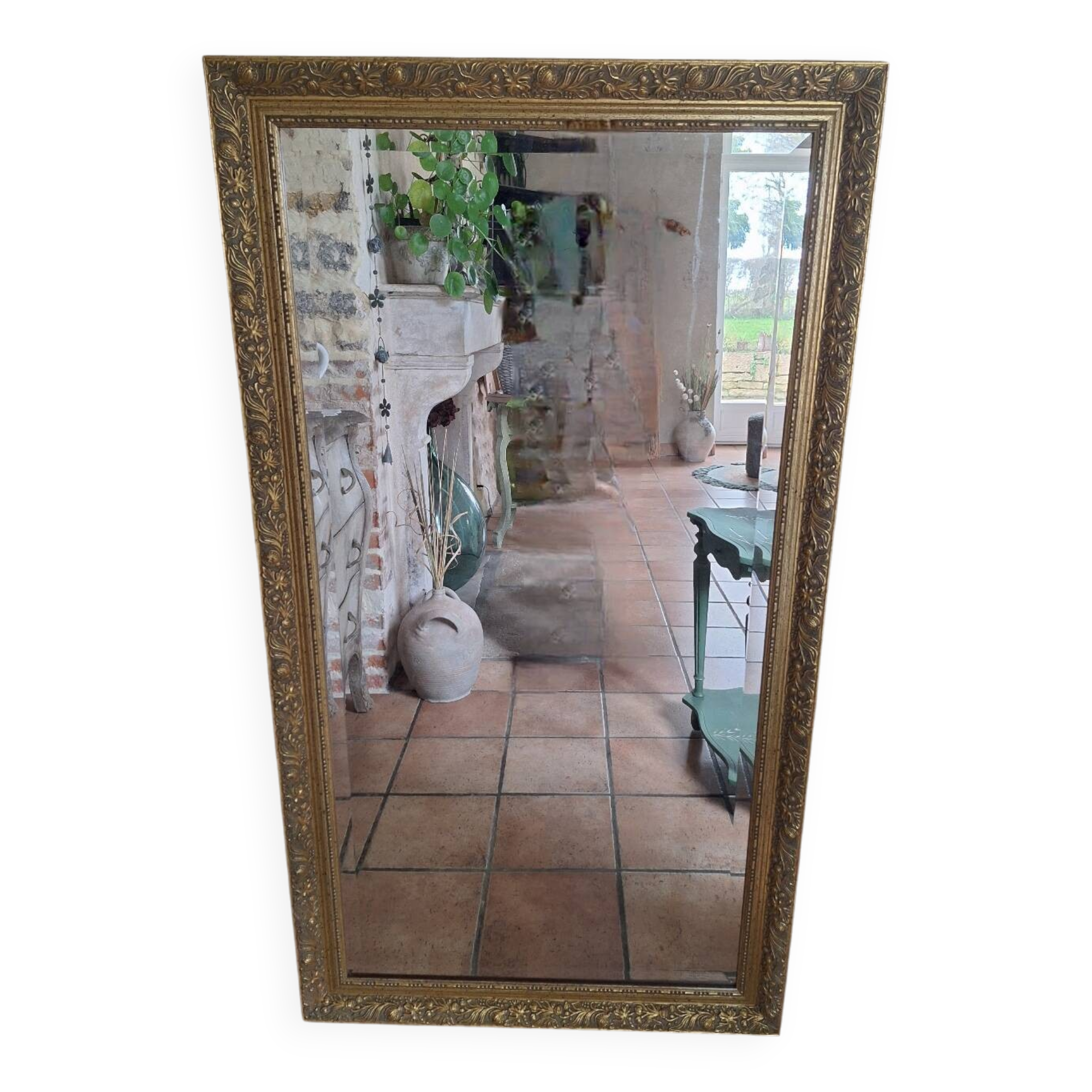 Rectangular gold mirror