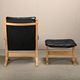 Ingmar Relling Siesta Lounge Chair and Ottoman in naturel Oak and Black Lea