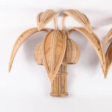 Pair of rattan coconut sconces