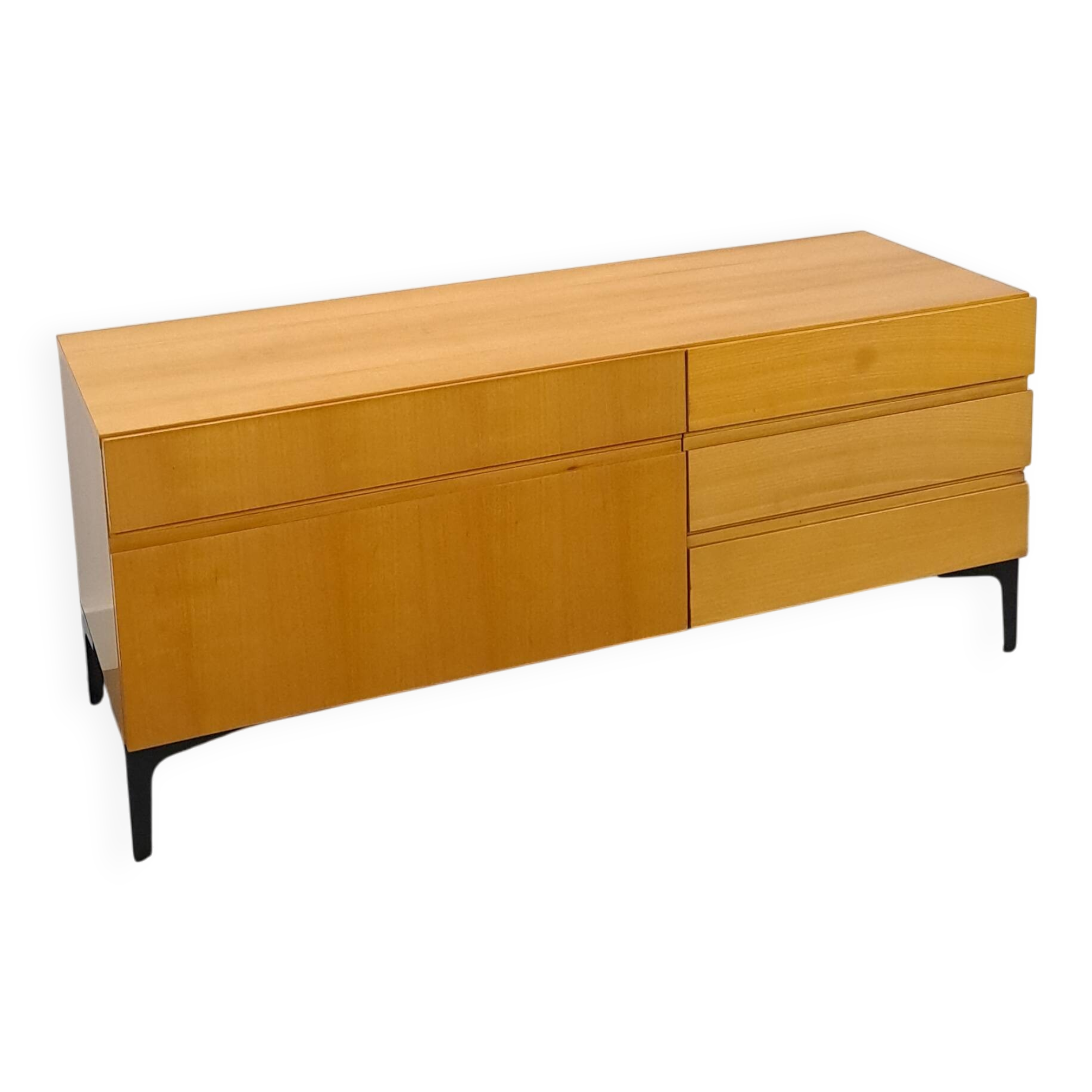 Fineer tv meubel dressoir met lades en zwart stalen poten