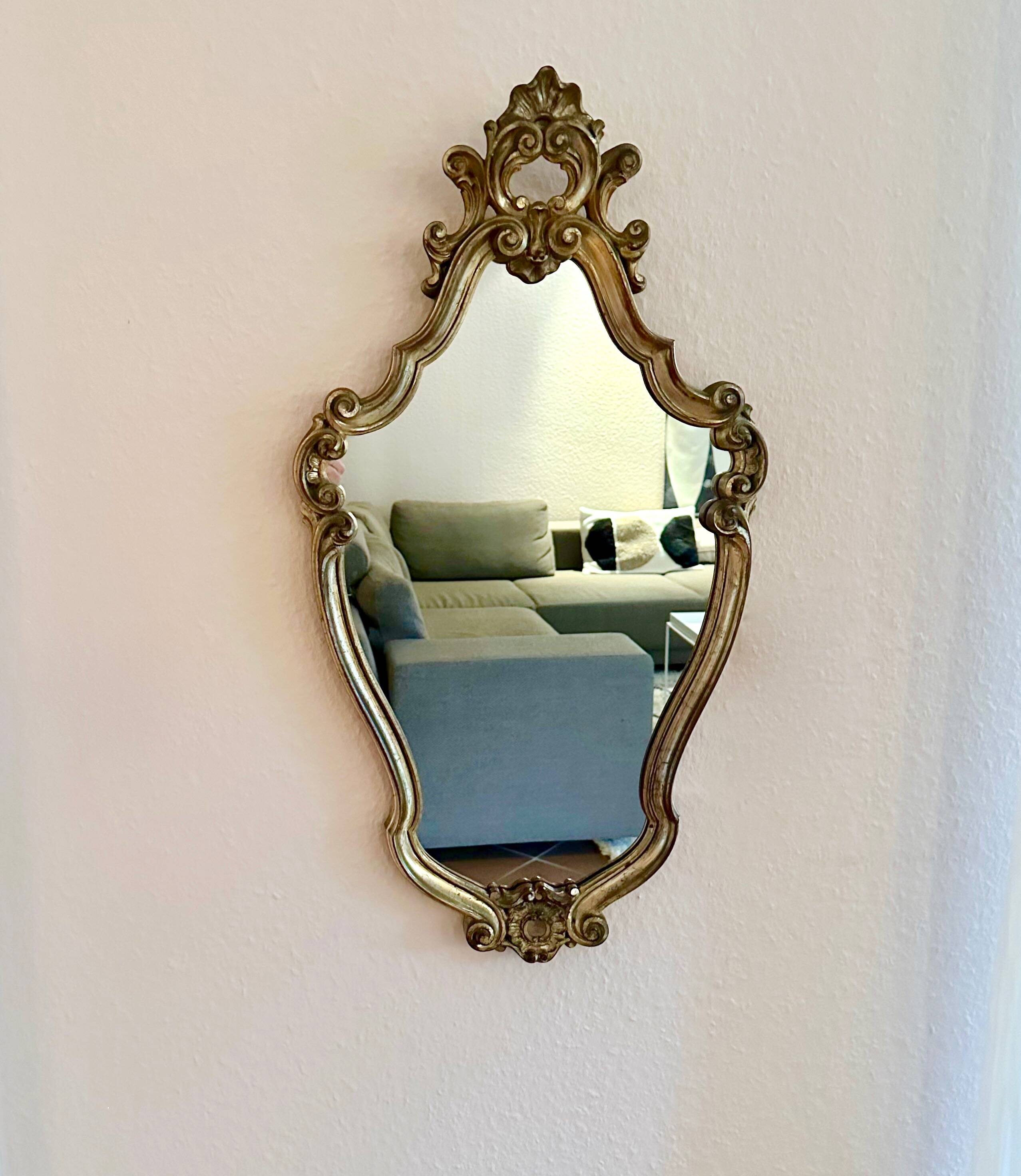 Antique wall mirror, baroque mirror, gold wooden mirror