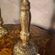 pair of bedside lamps in gilded bronze with glass shade