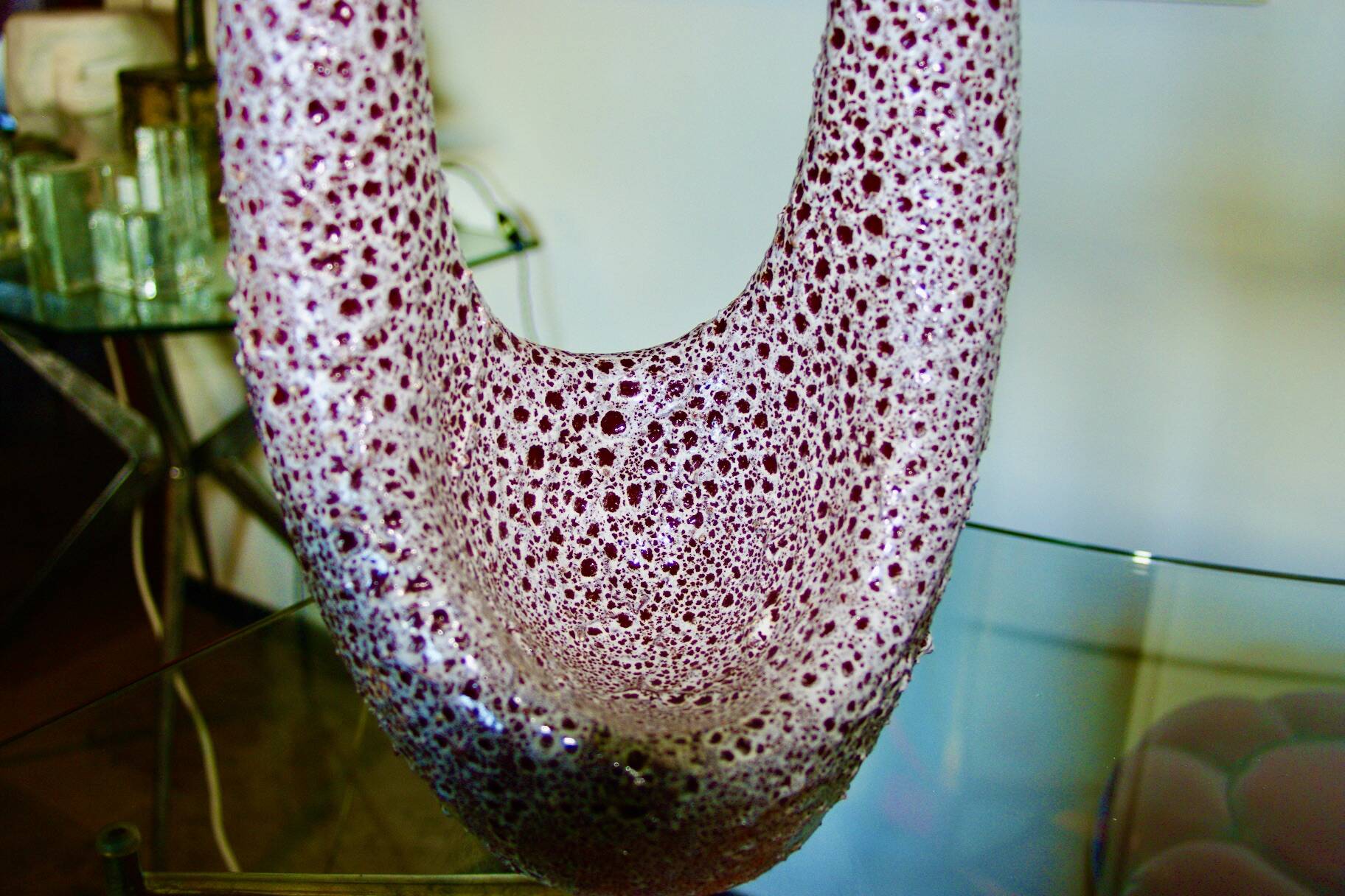 Large ceramic free figure lamp signed Le Vaucourt Vallauris