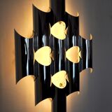 Space-age chrome wall lamp by RAAK, 8 lights, Germany, 1970