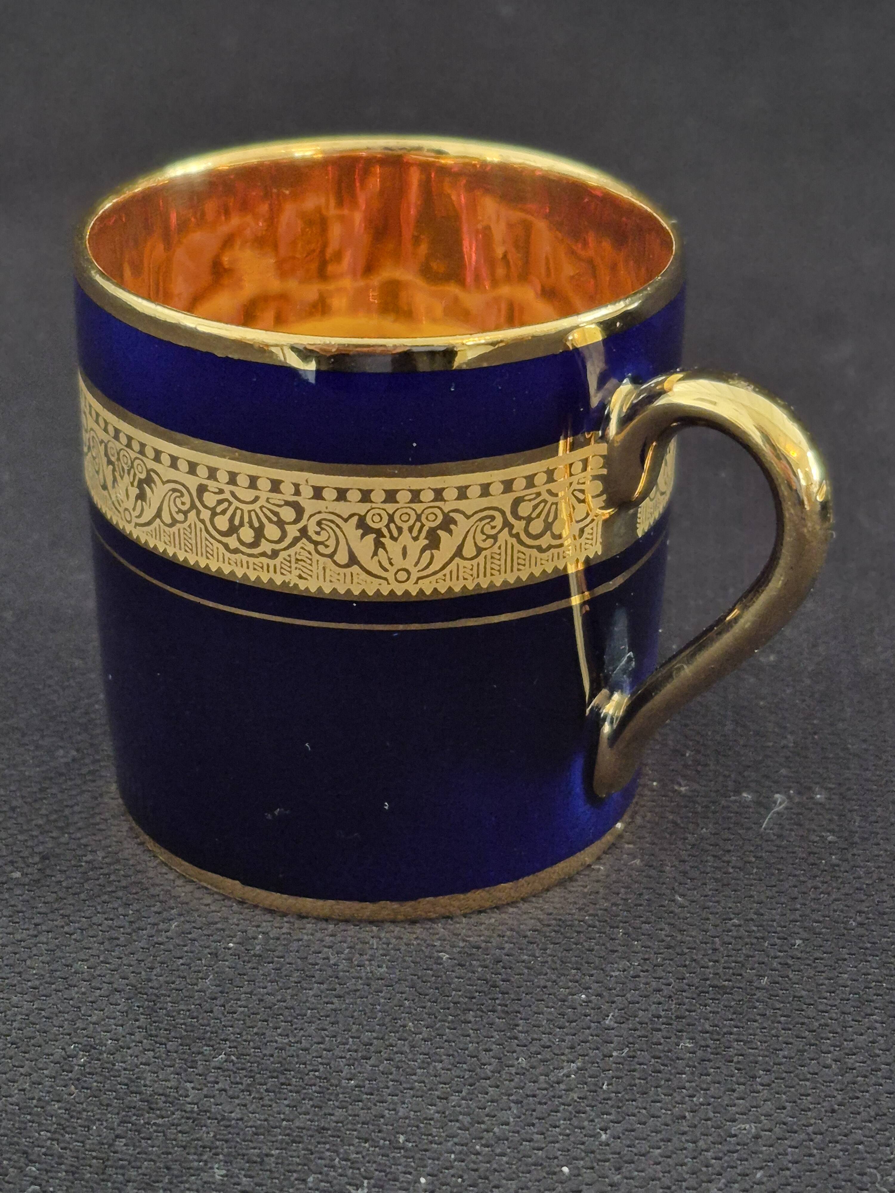 Litron cup porcelain from limoges legle blue from the oven and fine gold a464