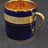 Litron cup porcelain from limoges legle blue from the oven and fine gold a464