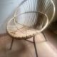 Fauteuil rotin - piétement acier noir - vintage