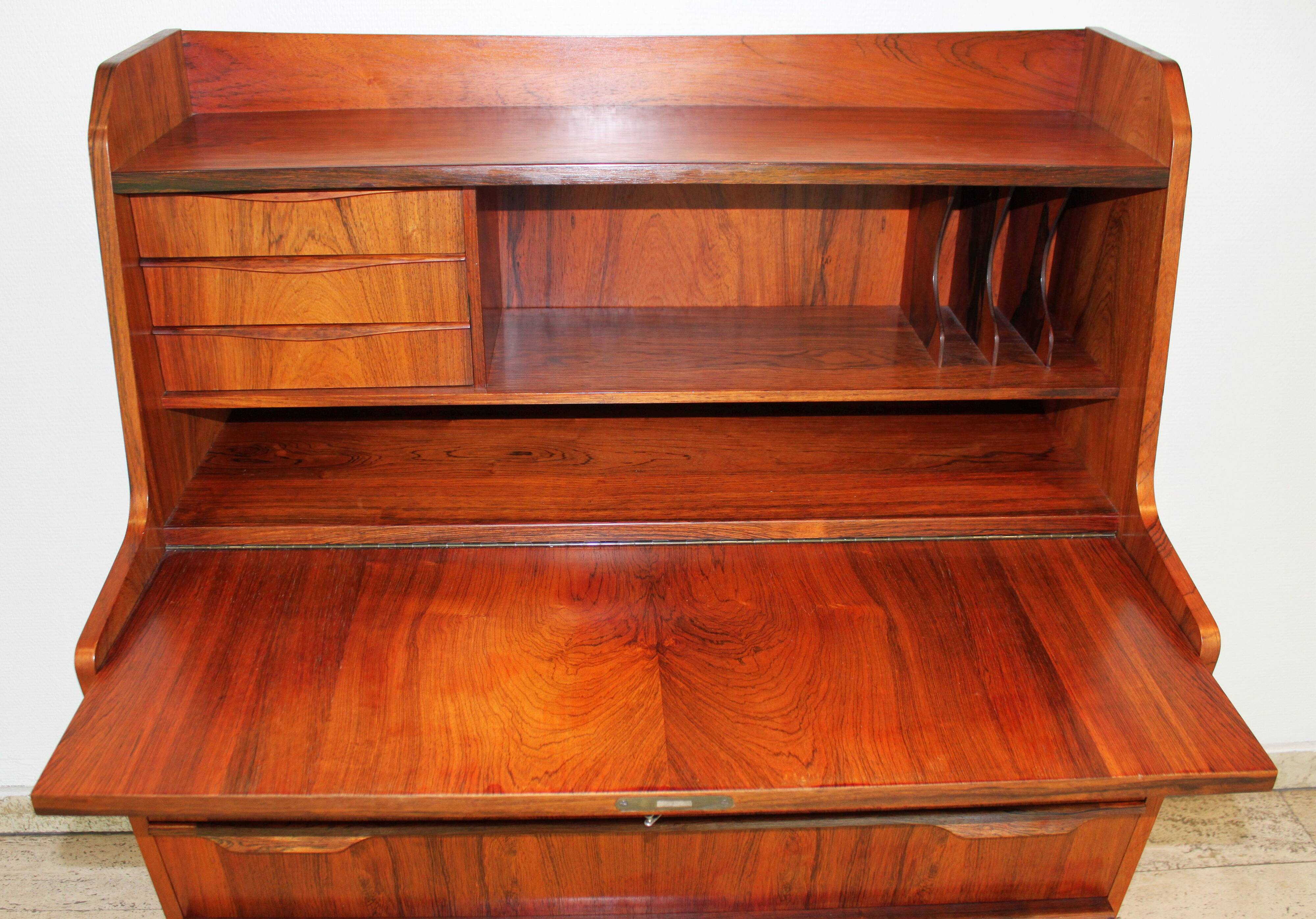 Scandinavian mahogany secretary, Norway, 1960.