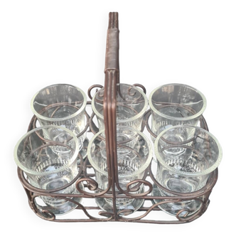 6 glasses with metal display