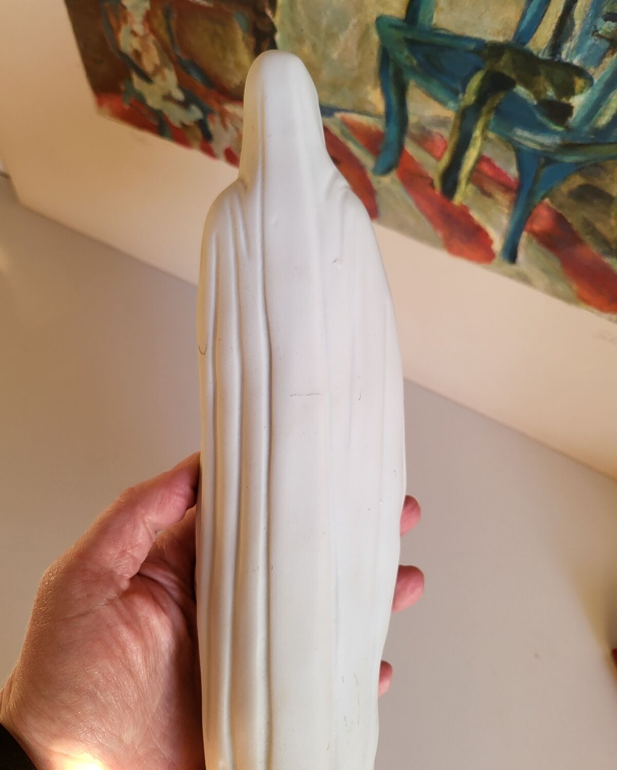 Religious Statuette of the Virgin Mary in Biscuit Porcelain