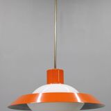 1970s Czechoslovak mid-century orange opaline glass pendant lamp