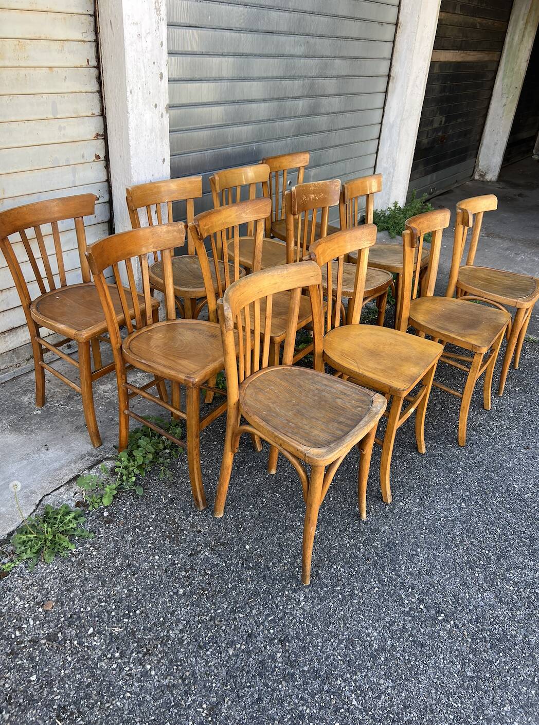 (Lot) 12 bistro chairs (light oak)