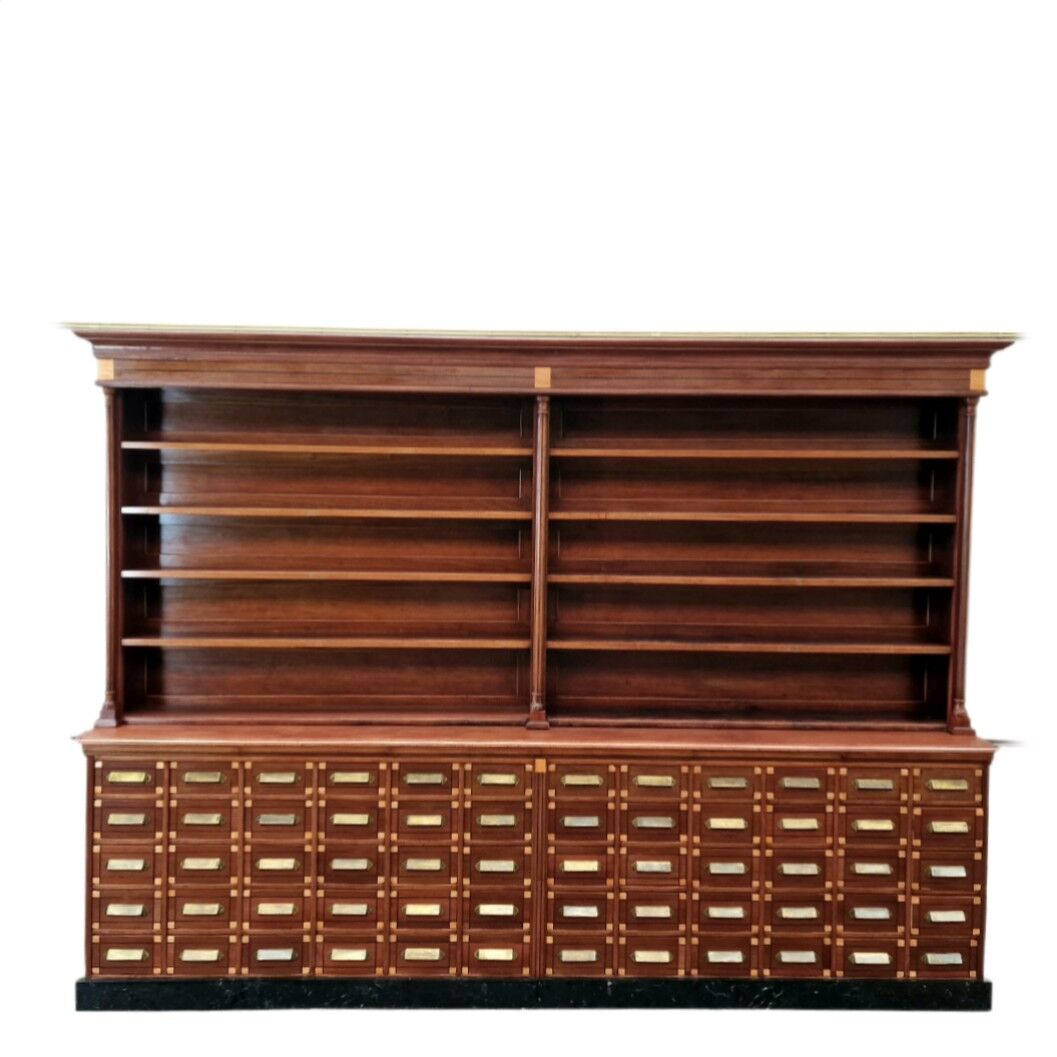 Grande armoire d’apothicaire Art Déco en acajou, 1909